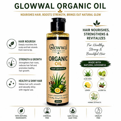 Glowwal Organic Hair Growth Oil – Strong & Healthy Hair Solution