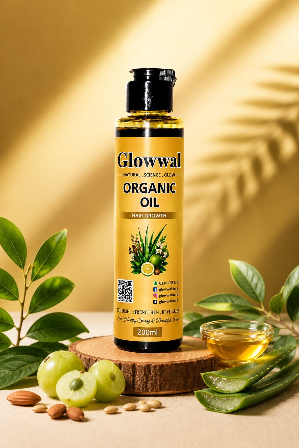 Glowwal Organic Hair Growth Oil – Strong & Healthy Hair Solution