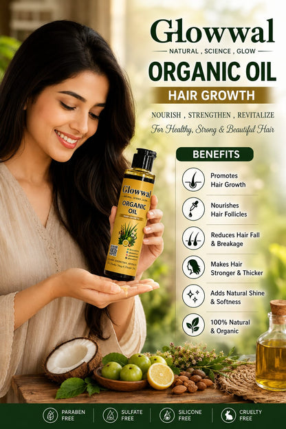 Glowwal Organic Hair Growth Oil – Strong & Healthy Hair Solution